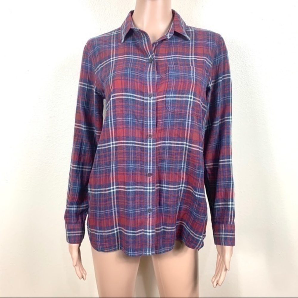Madewell Women’s Top shirt buttons down plaid XS